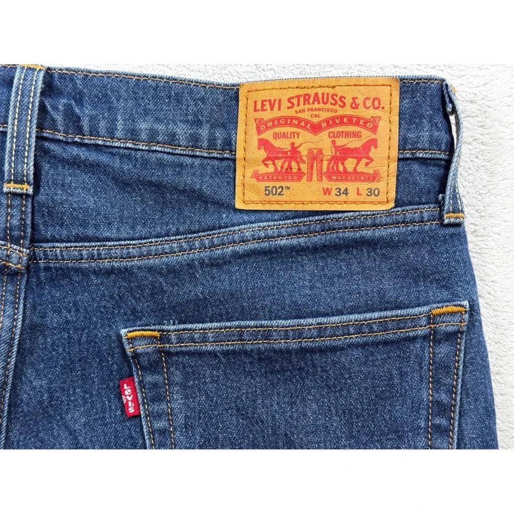Levi's Mens 502 Regular Taper Stretch Blue Denim Jeans W34 L30 Meas: 34x28.5